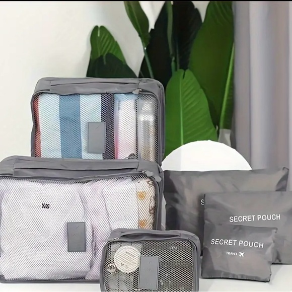 Set of 6 Packing Cube Bags for Travel in Black - Picture 2 of 3